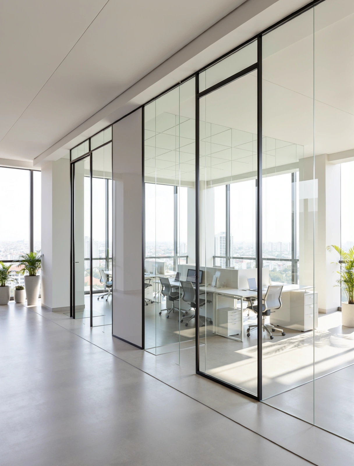 Ambiente empresarial moderno e minimalista